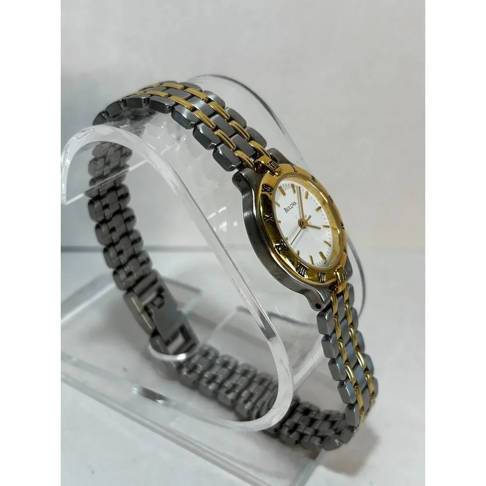 Bulova 98L61 two-tone quartz dress women's watch, working